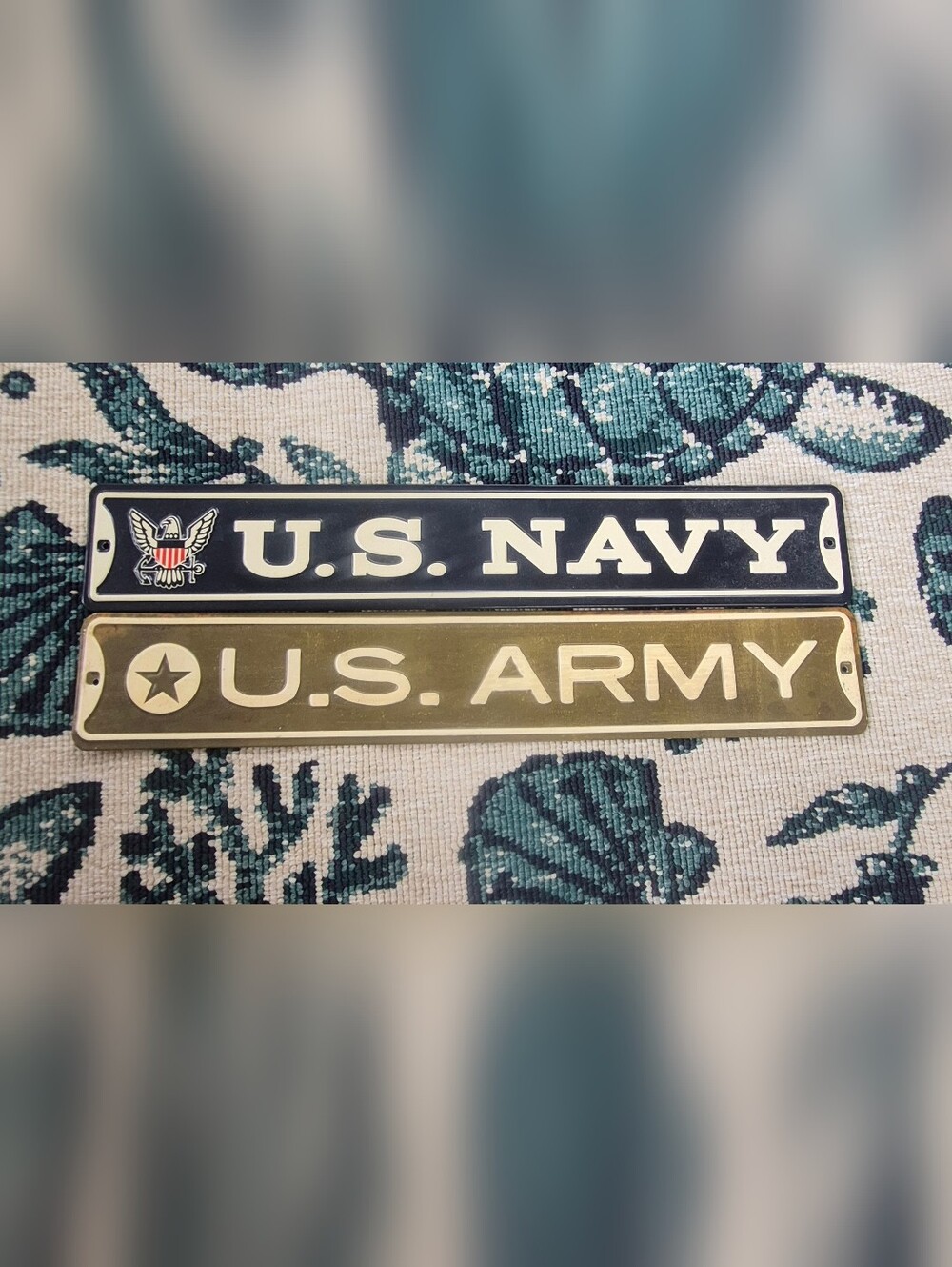 U.S. Navy And Army V Metal Sign - Navy Blue